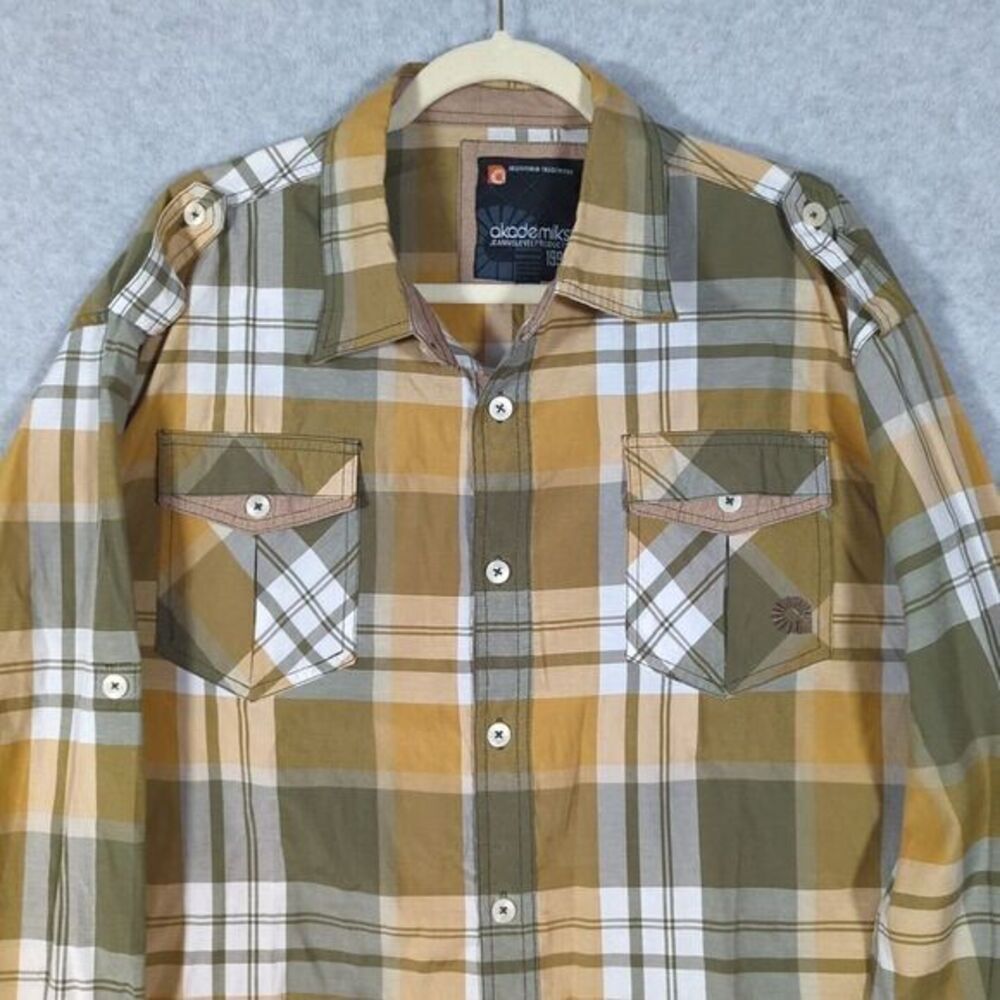 AKADEMIKS street wear Long‎ Sleeve Button Plaid Shirt Mens 3XL 1999 Grunge Work